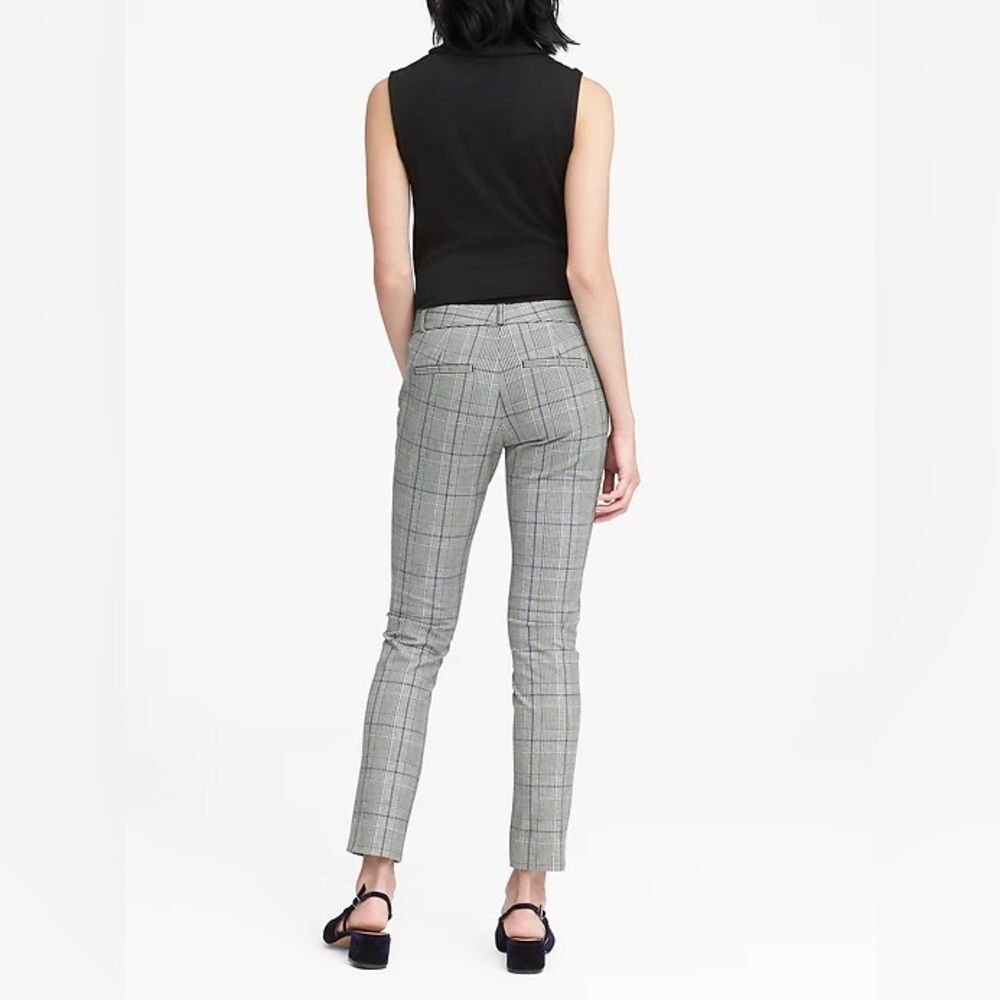 Banana Republic Sloan Grey Black White Navy Houndstooth Plaid Pants Sz 6 - Picture 3 of 8